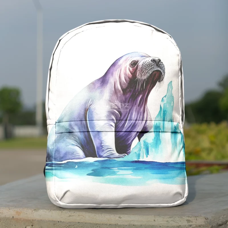 Walrus Watercolor Painting Minimalist Backpack