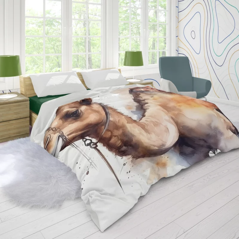 Watercolor Camel Illustration Duvet Cover