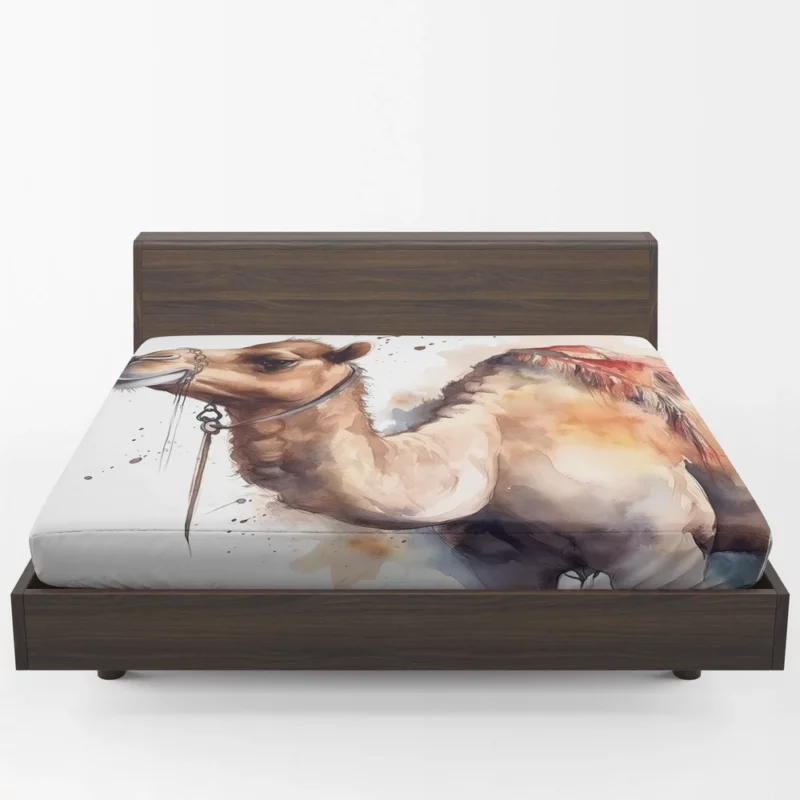 Watercolor Camel Illustration Fitted Sheet 1