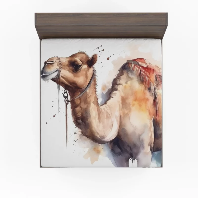 Watercolor Camel Illustration Fitted Sheet