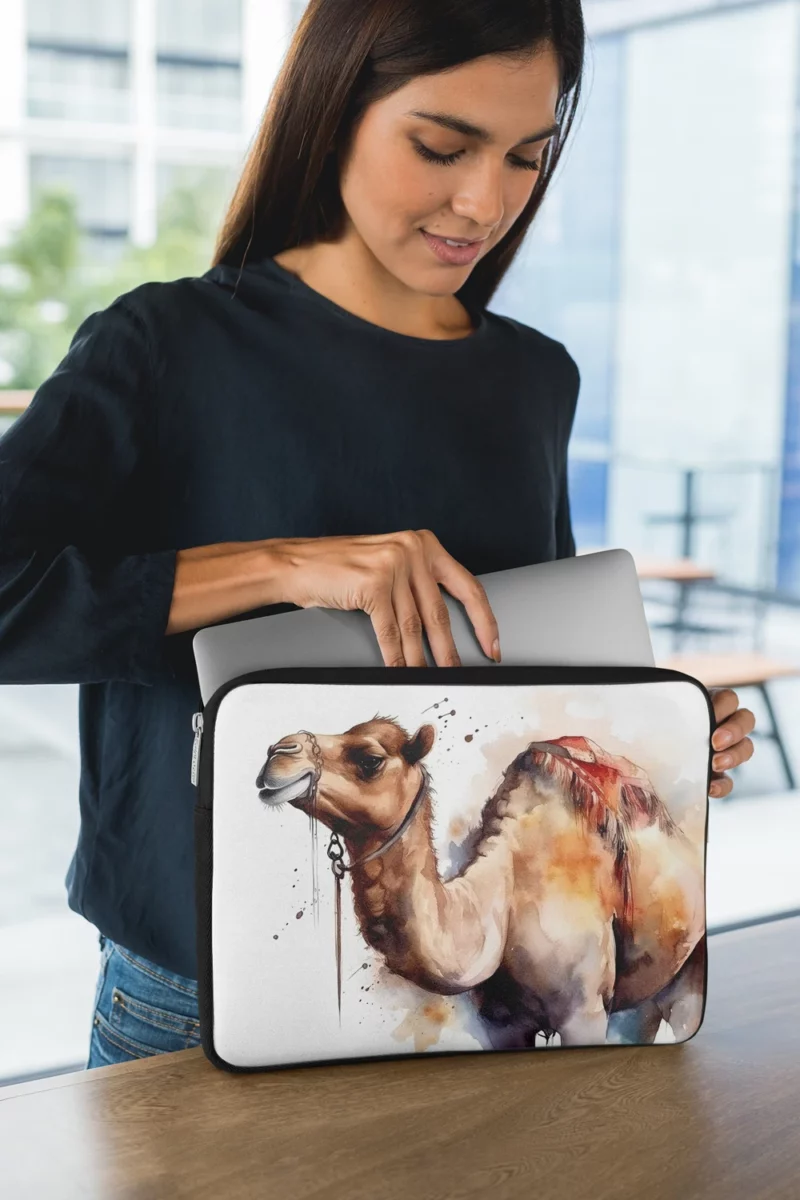 Watercolor Camel Illustration Laptop Sleeve 1