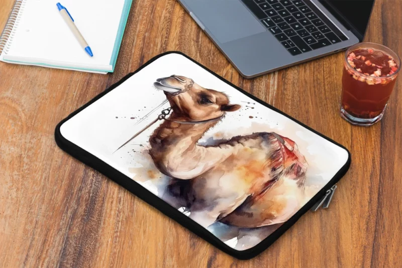 Watercolor Camel Illustration Laptop Sleeve 2