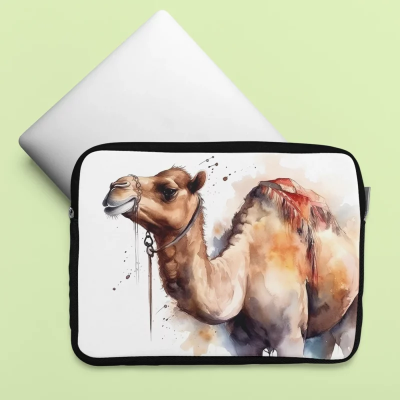 Watercolor Camel Illustration Laptop Sleeve