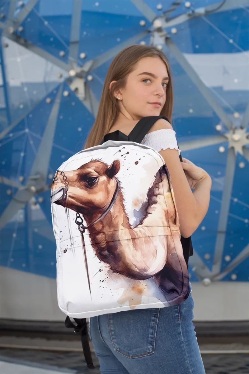 Watercolor Camel Illustration Minimalist Backpack 2