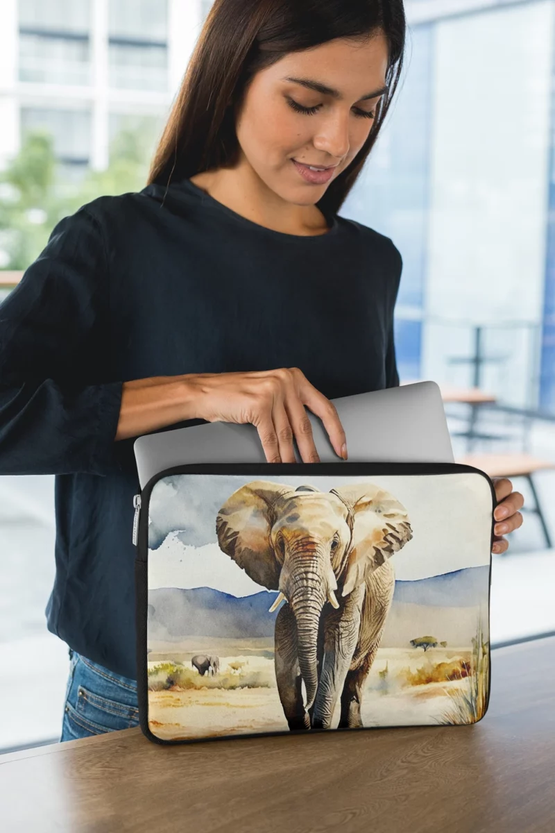 Watercolor Elephant in the Wild Laptop Sleeve 1