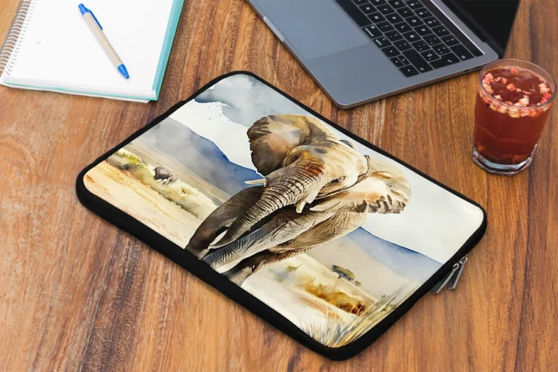 Watercolor Elephant in the Wild Laptop Sleeve 2