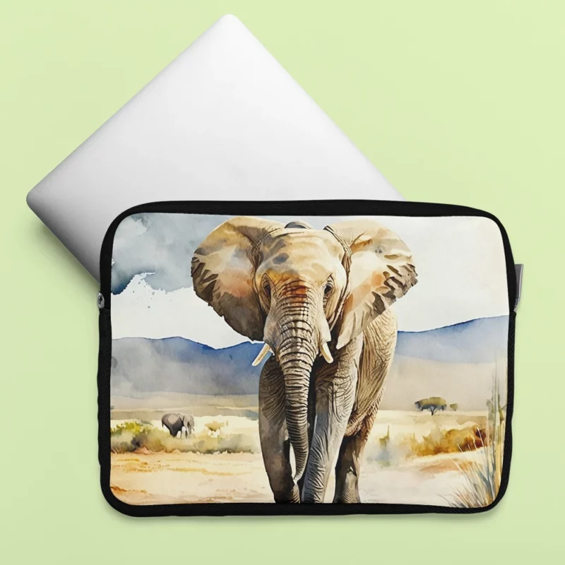 Watercolor Elephant in the Wild Laptop Sleeve