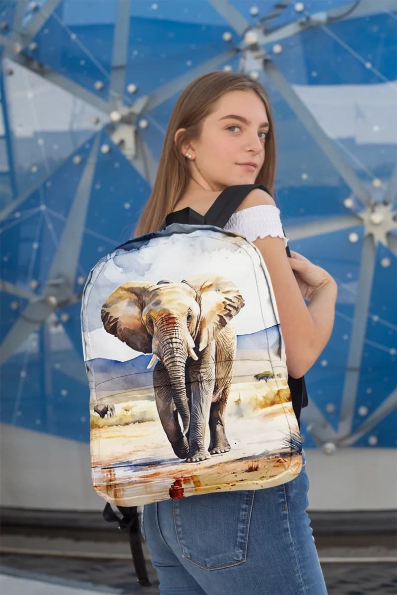 Watercolor Elephant in the Wild Minimalist Backpack 2