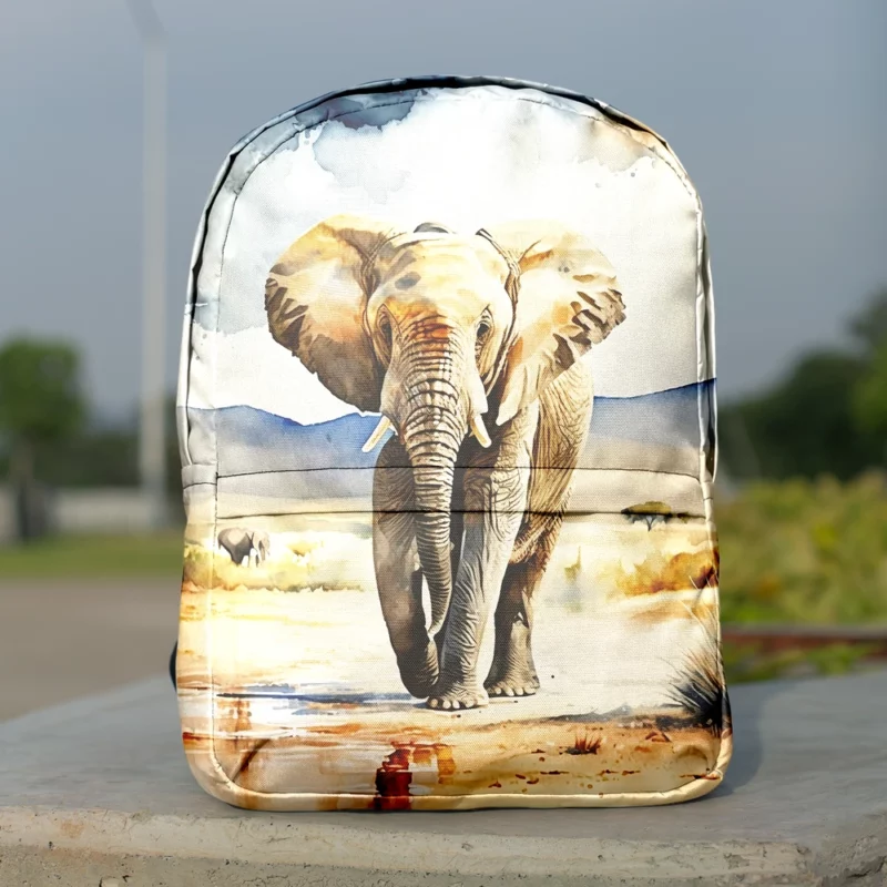 Watercolor Elephant in the Wild Minimalist Backpack