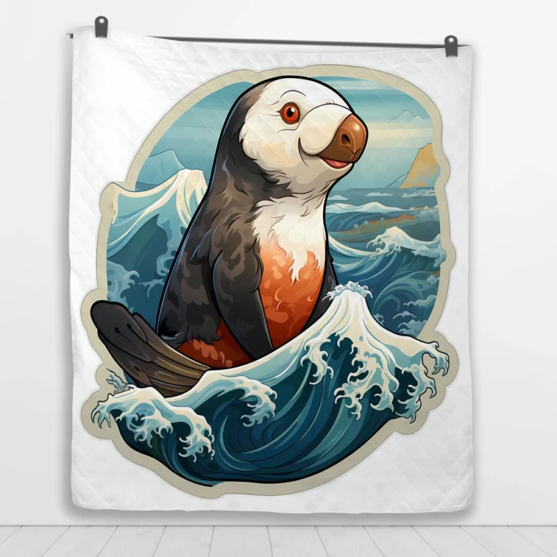 Watercolor Seal Portrait Cute Cartoon Animals Quilt Blanket 1