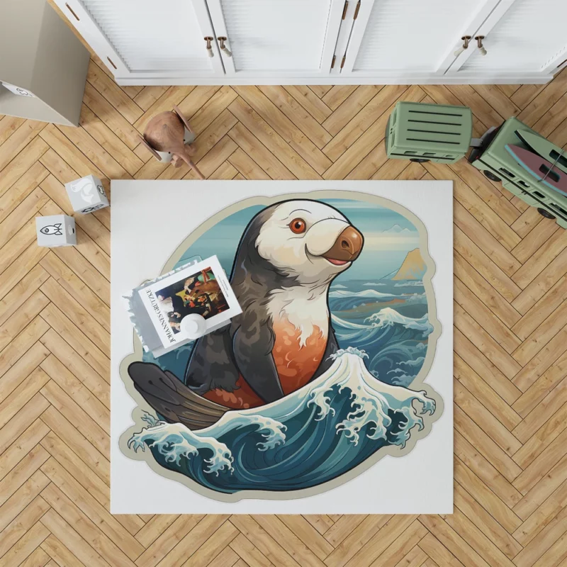 Watercolor Seal Portrait Cute Cartoon Animals Rug