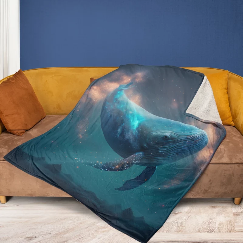 Whale AI Artwork Fleece Blanket 1