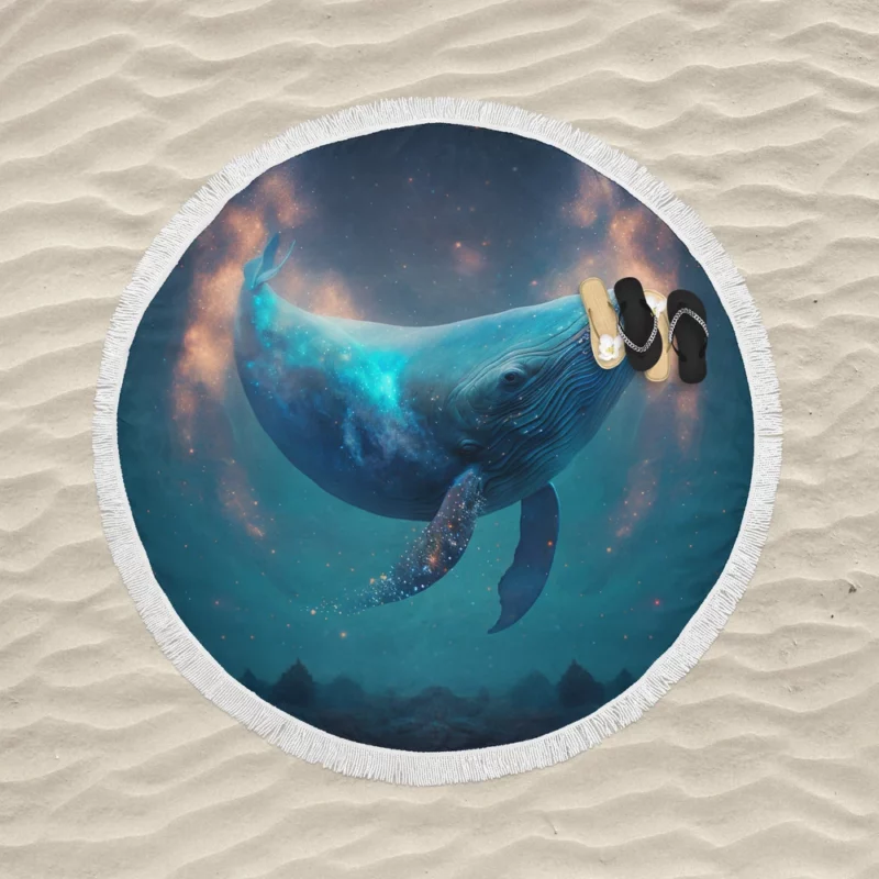 Whale AI Artwork Round Beach Towel