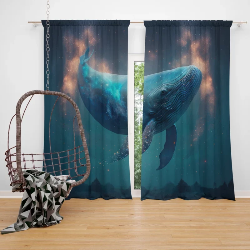 Whale AI Artwork Window Curtain