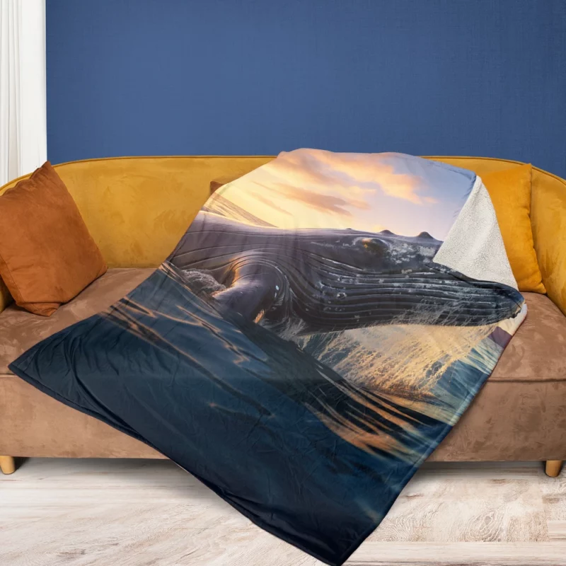 Whale AI Generated Image Fleece Blanket 1