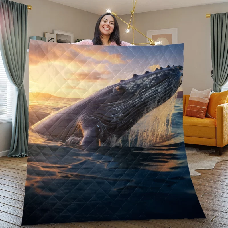 Whale AI Generated Image Quilt Blanket