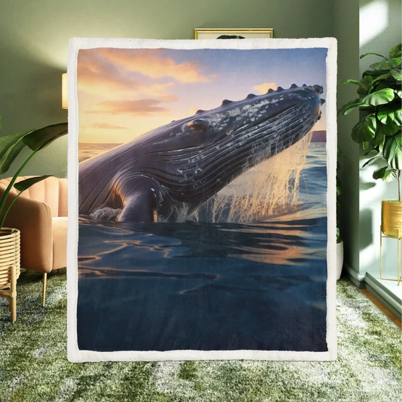 Whale AI Generated Image Sherpa Fleece Blanket