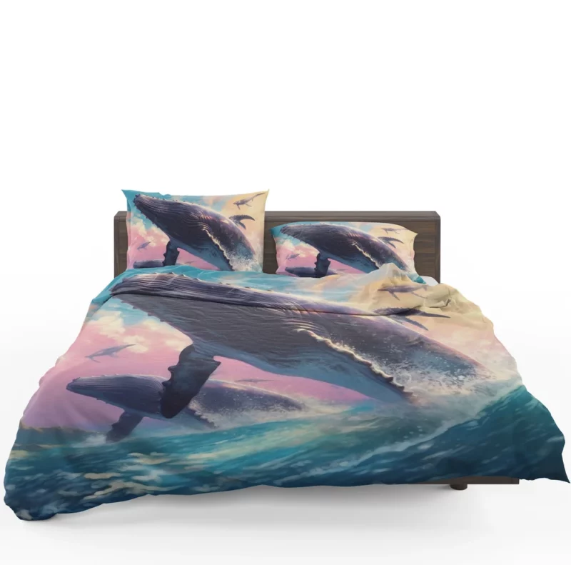 Whale Ocean Sunset Painting Bedding Set 1