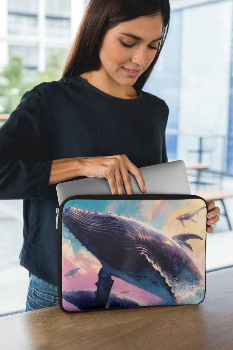 Whale Ocean Sunset Painting Laptop Sleeve 1