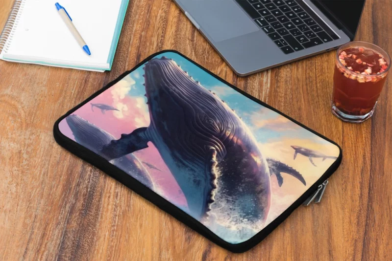 Whale Ocean Sunset Painting Laptop Sleeve 2