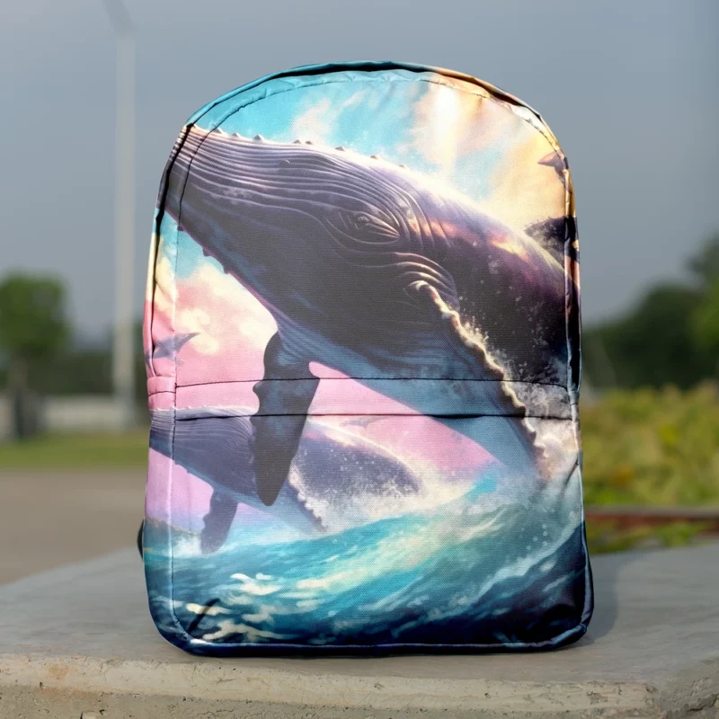 Whale Ocean Sunset Painting Minimalist Backpack