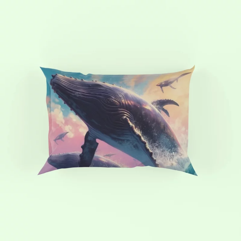 Whale Ocean Sunset Painting Pillow Case