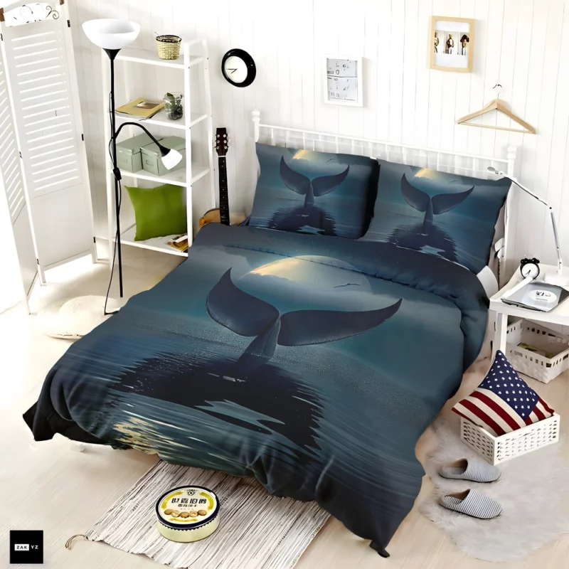 Whale Tail at Night Bedding Set