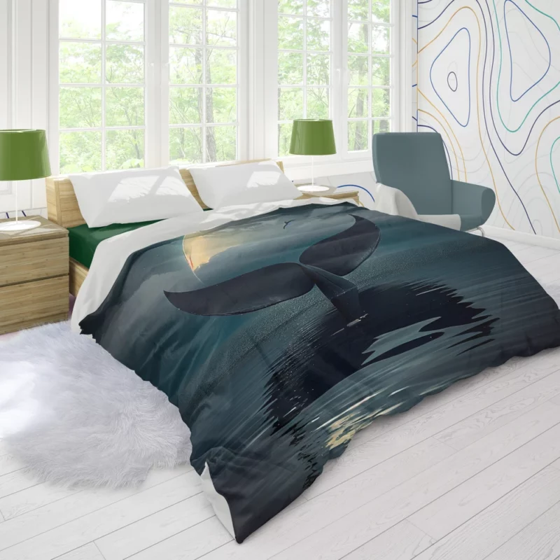 Whale Tail at Night Duvet Cover