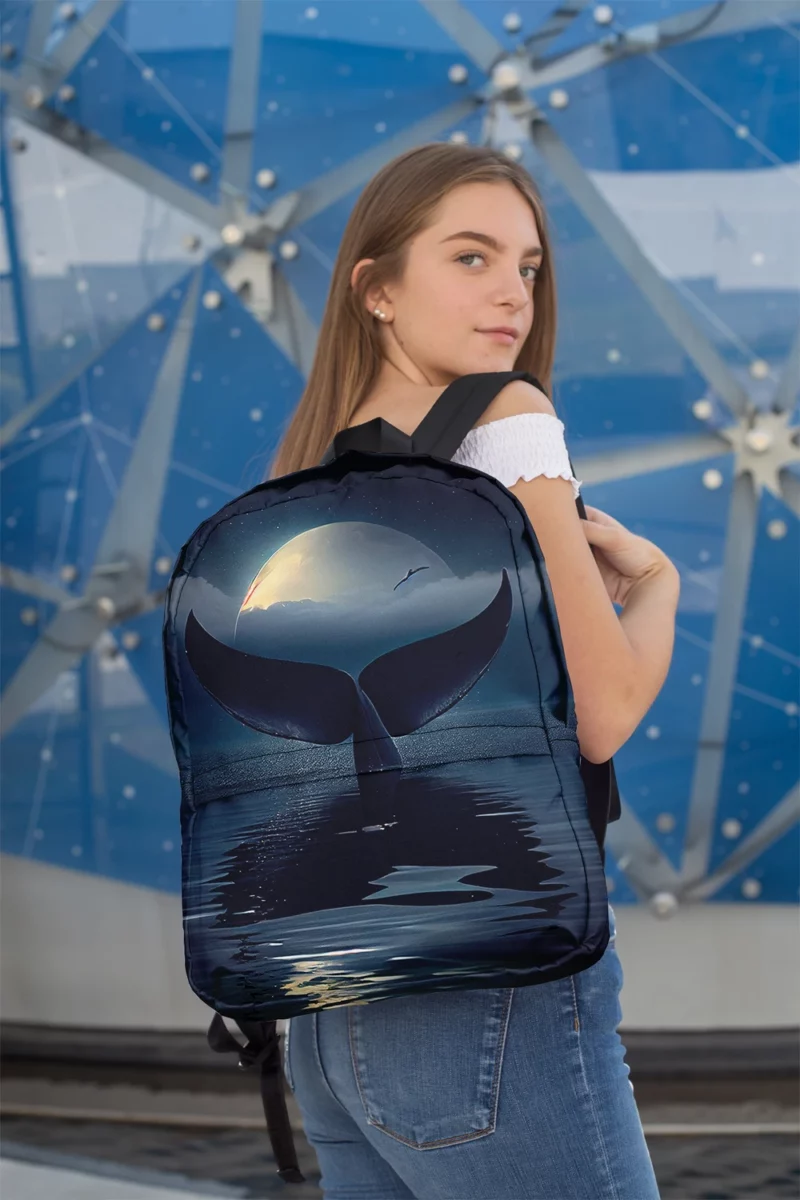 Whale Tail at Night Minimalist Backpack 2