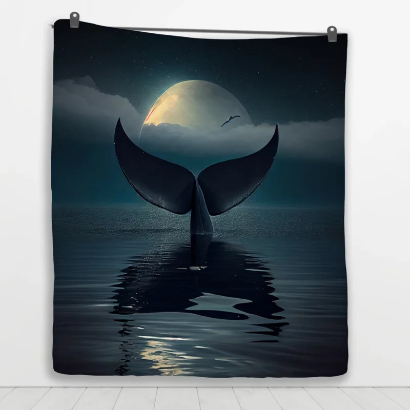 Whale Tail at Night Quilt Blanket 1