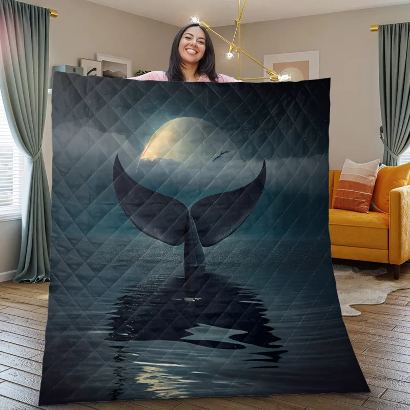 Whale Tail at Night Quilt Blanket