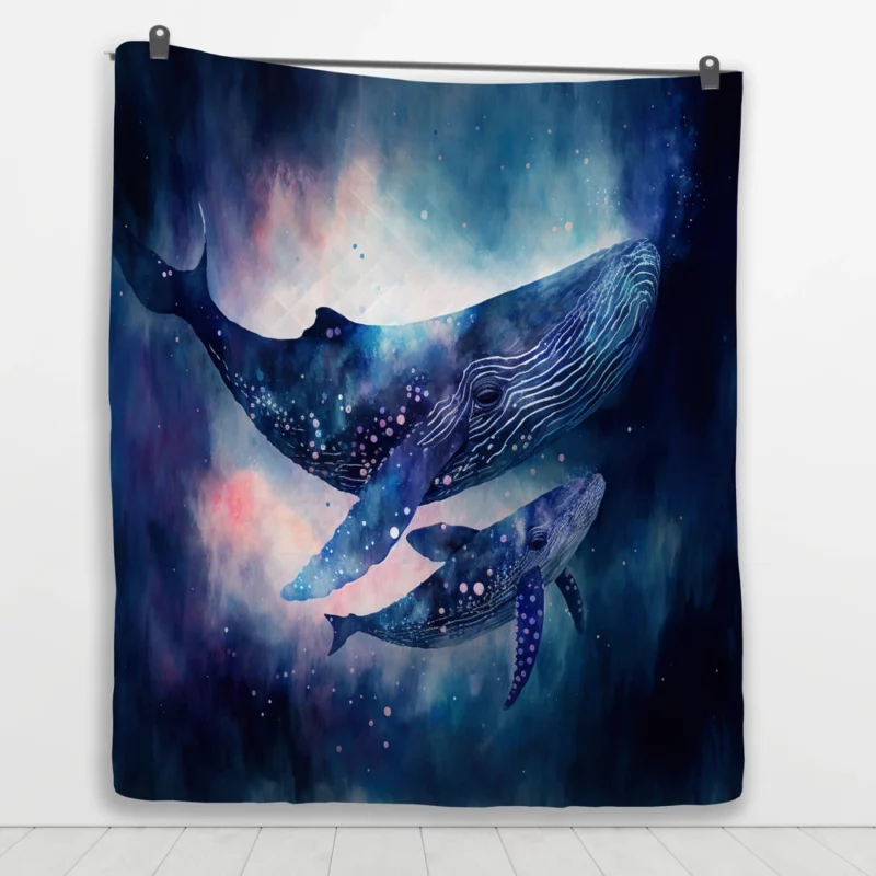 Whale With Her Calf Quilt Blanket 1