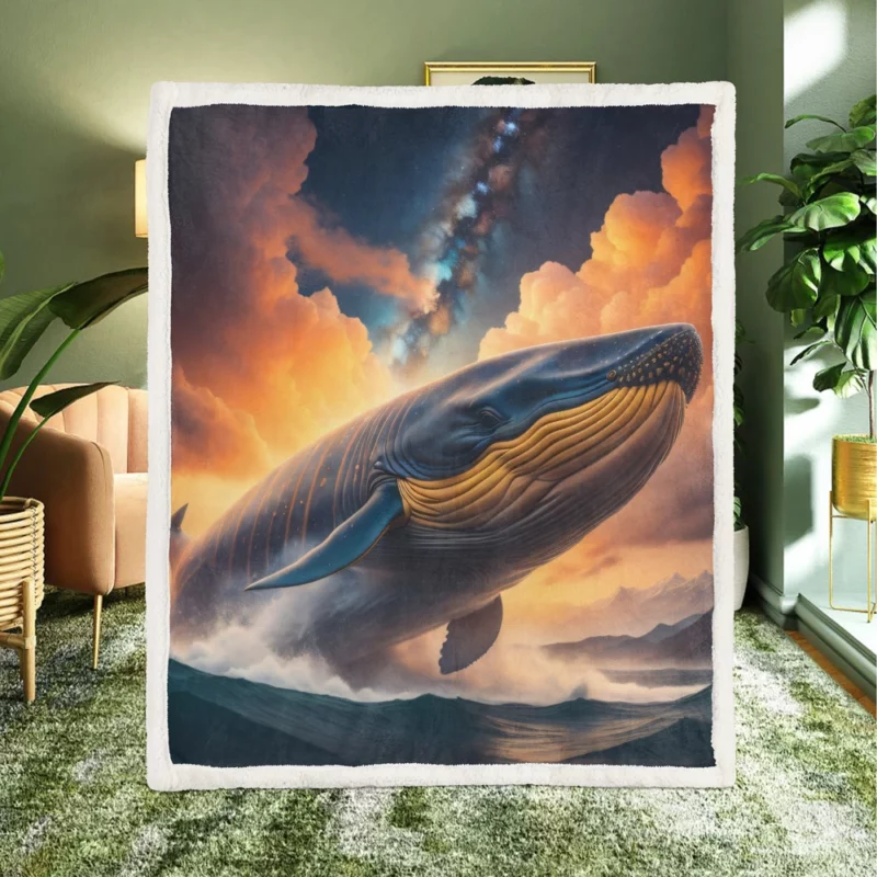 Whale With Label Sherpa Fleece Blanket