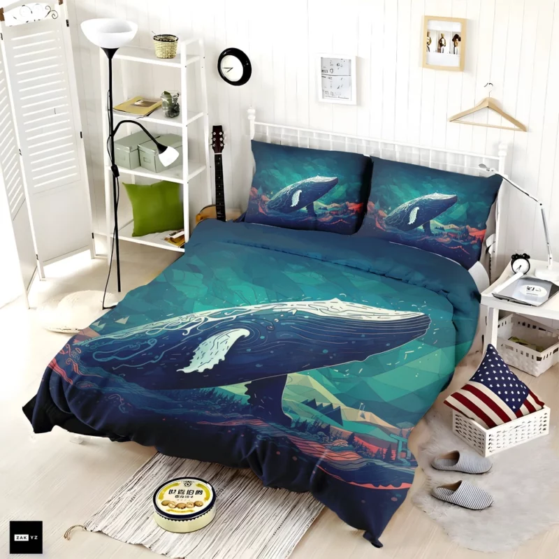 Whale in the Blue Sea Bedding Set