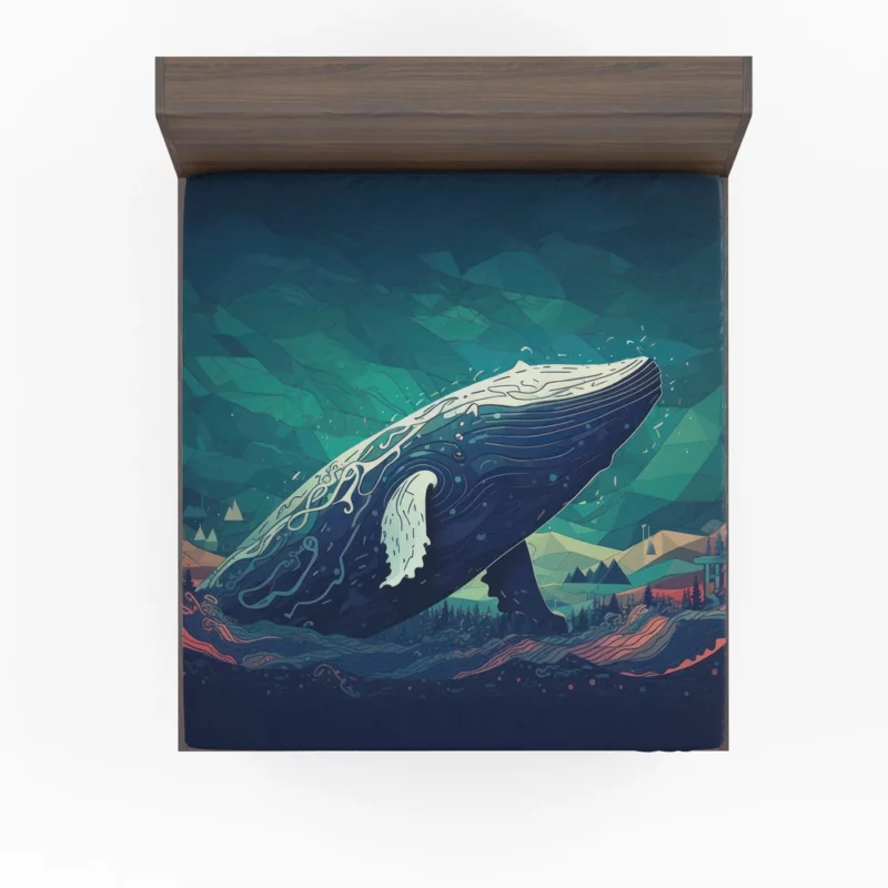Whale in the Blue Sea Fitted Sheet