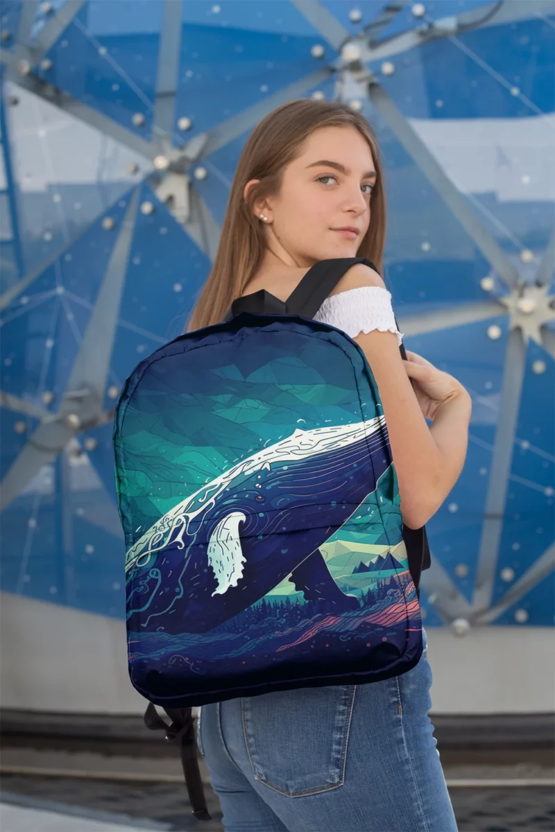 Whale in the Blue Sea Minimalist Backpack 2