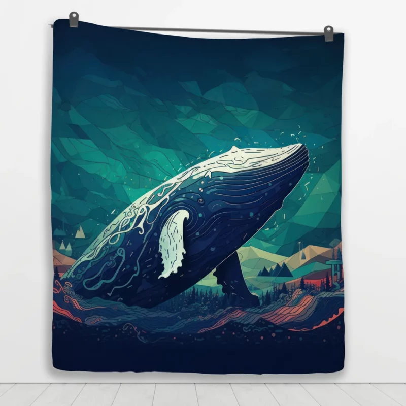 Whale in the Blue Sea Quilt Blanket 1