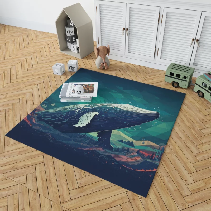 Whale in the Blue Sea Rug 1