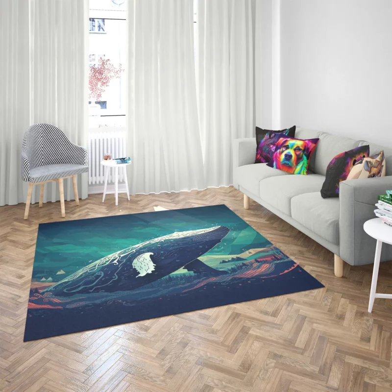 Whale in the Blue Sea Rug 2