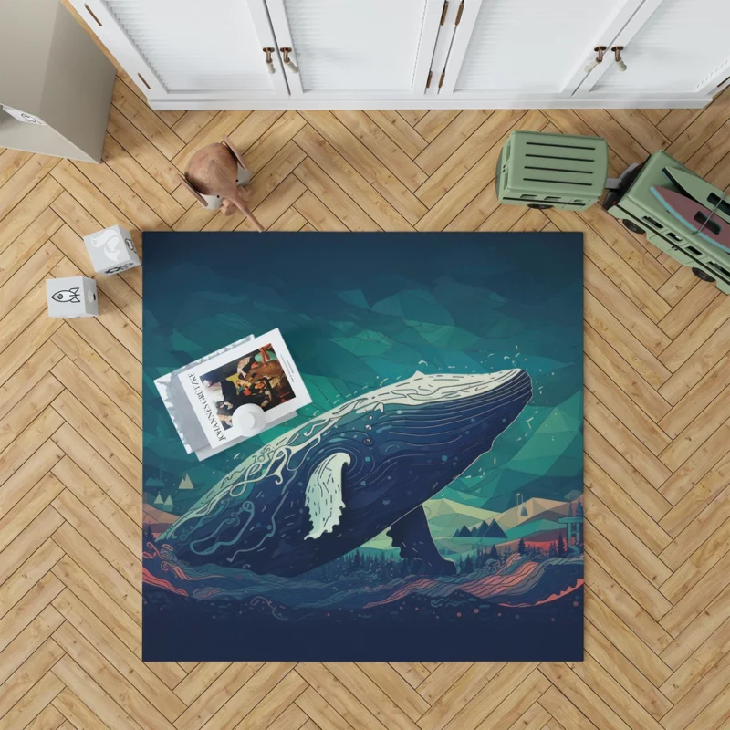 Whale in the Blue Sea Rug