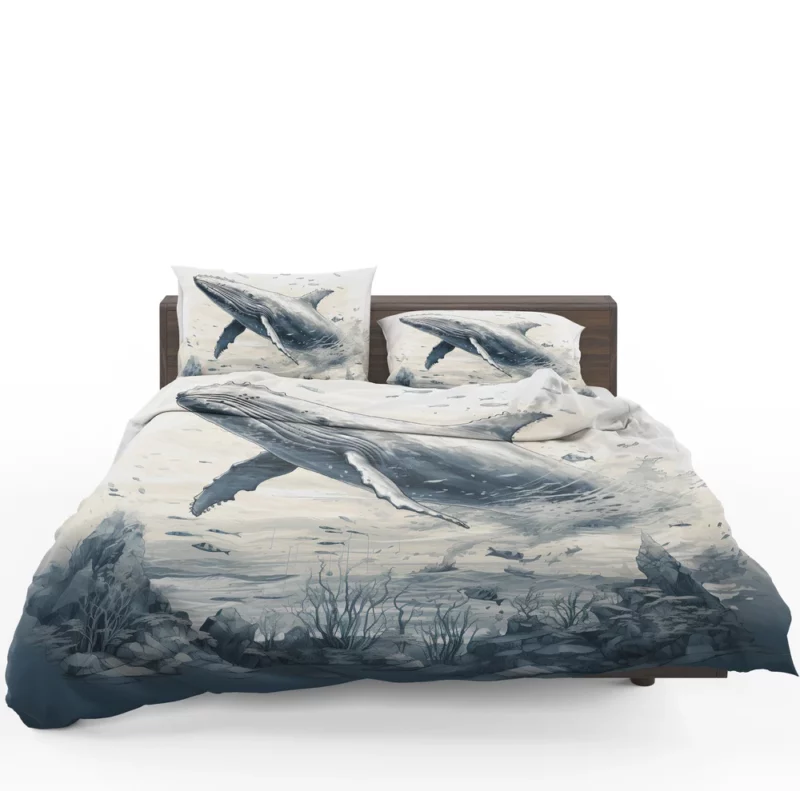 Whale in the Sea Illustration Bedding Set 1