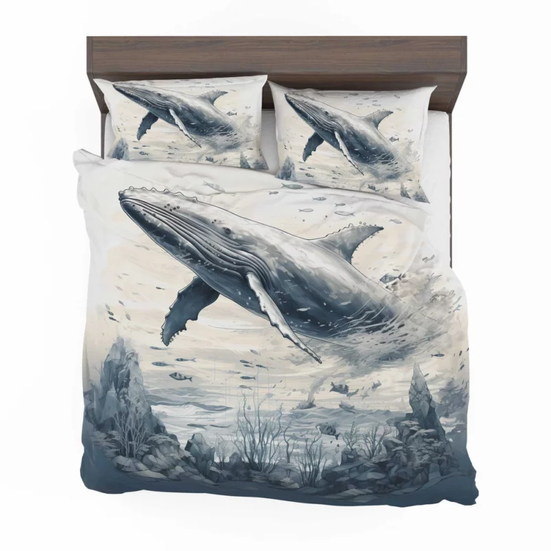 Whale in the Sea Illustration Bedding Set 2