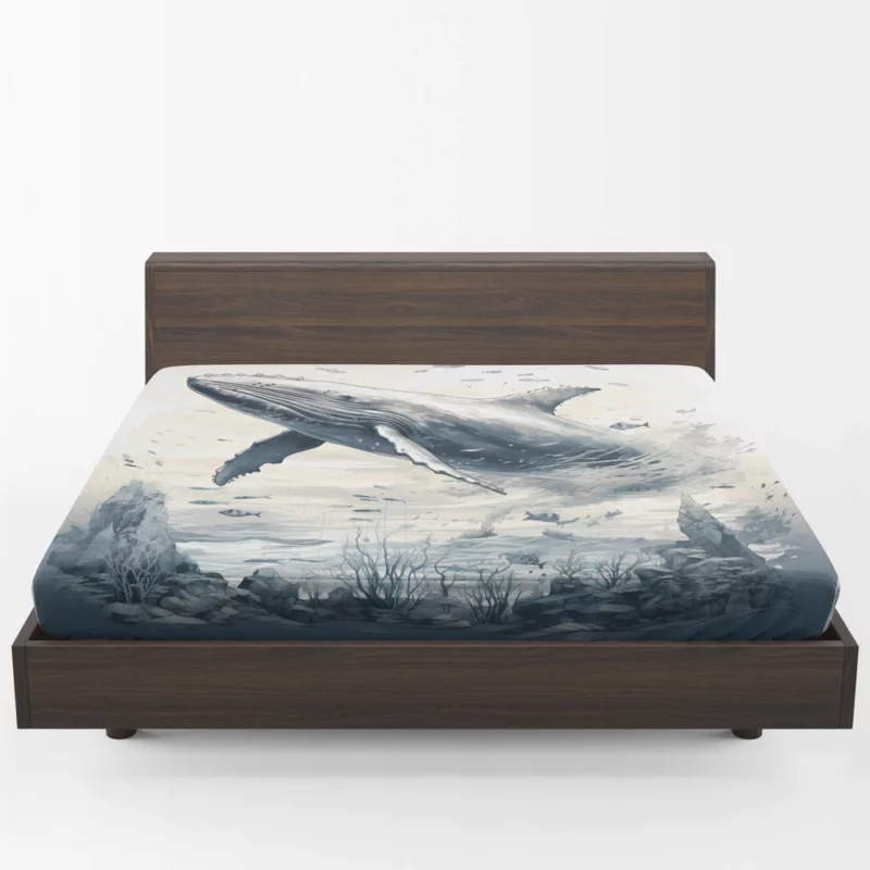 Whale in the Sea Illustration Fitted Sheet 1