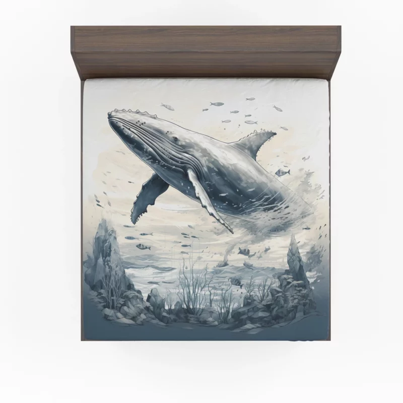 Whale in the Sea Illustration Fitted Sheet