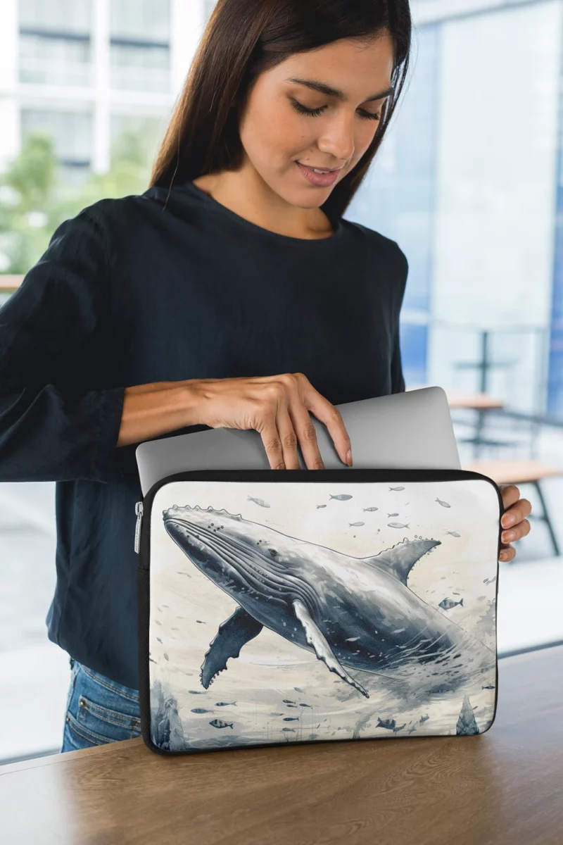 Whale in the Sea Illustration Laptop Sleeve 1