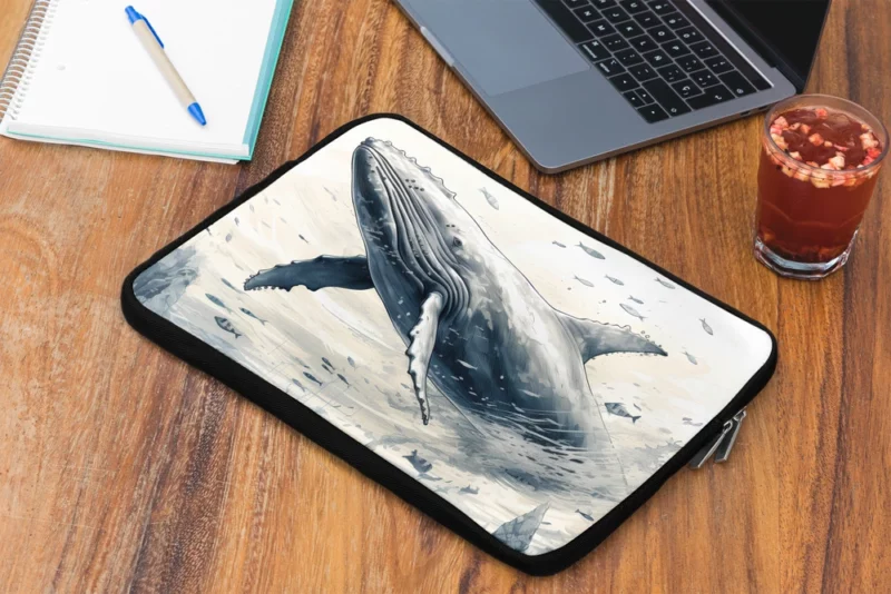 Whale in the Sea Illustration Laptop Sleeve 2