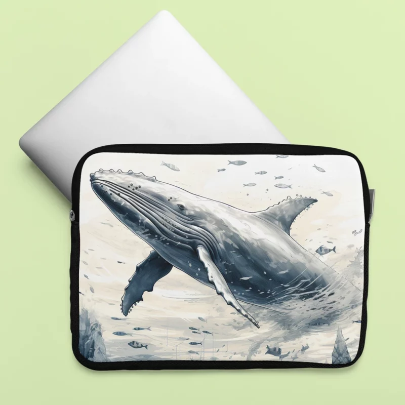 Whale in the Sea Illustration Laptop Sleeve