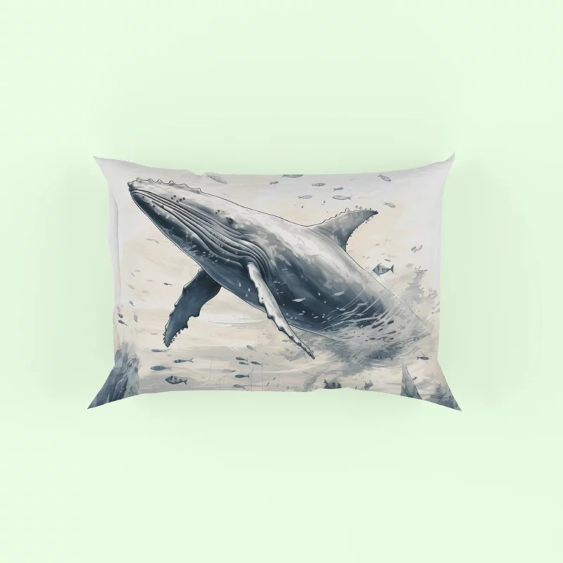 Whale in the Sea Illustration Pillow Case