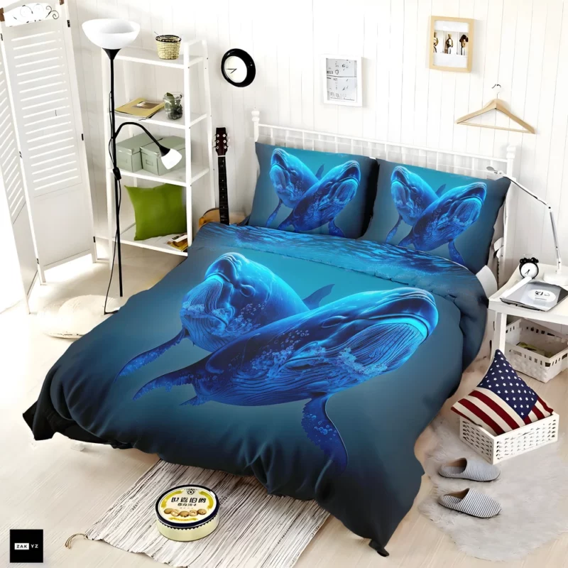 Whales Playing in the Ocean Bedding Set