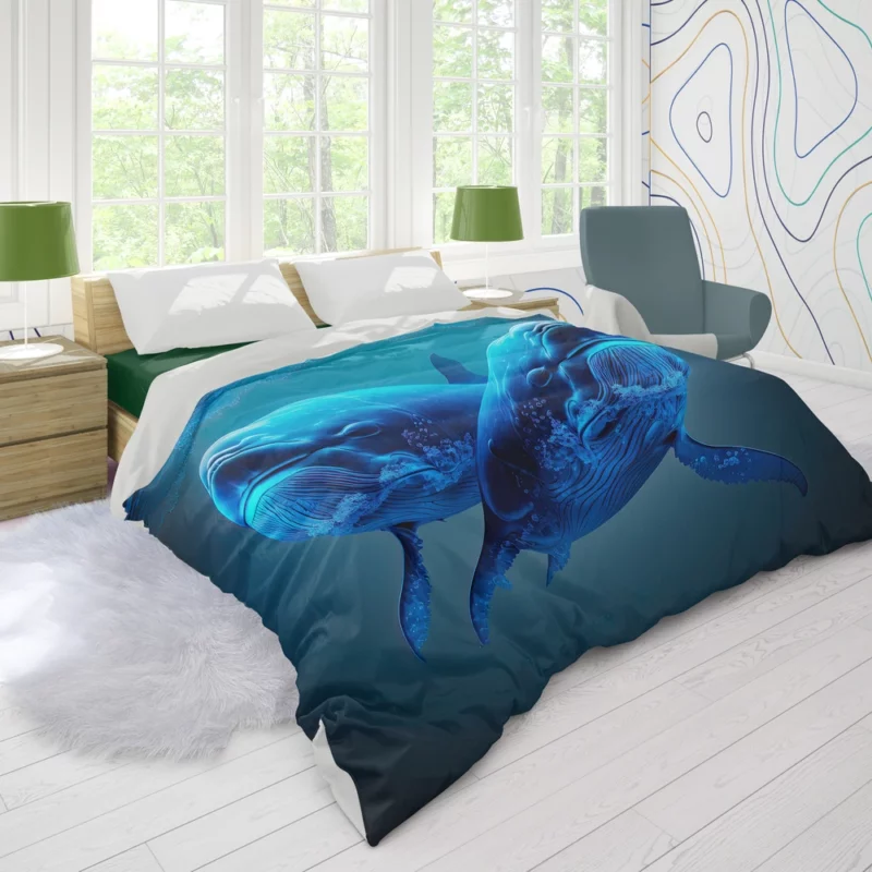 Whales Playing in the Ocean Duvet Cover